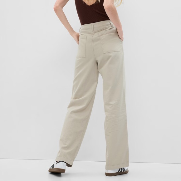 NWT High Rise Wide Leg Twill Khakis - Picture 2 of 5